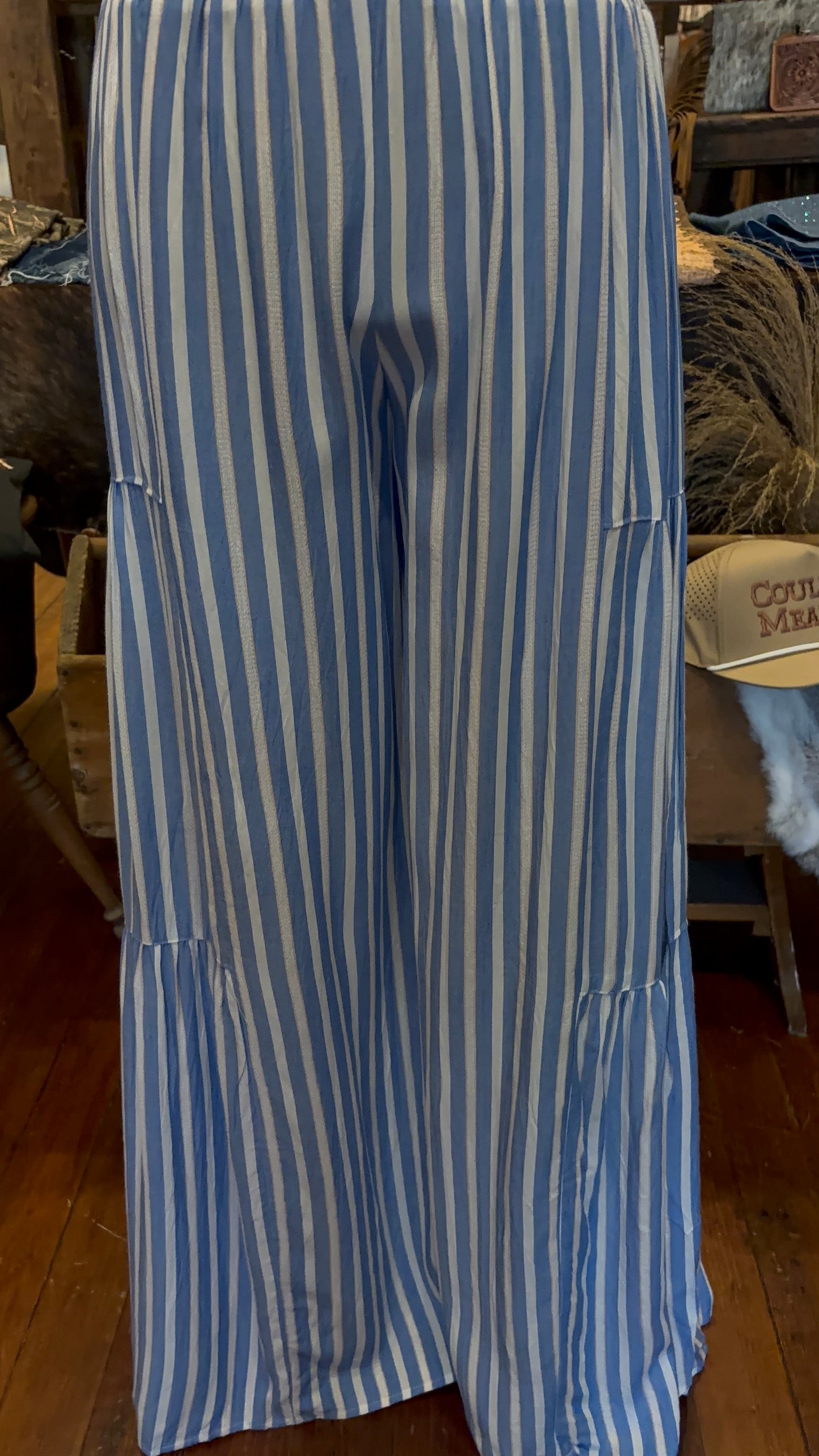 Coastal Melody – Blue Tiered Boho Wide Leg Pants