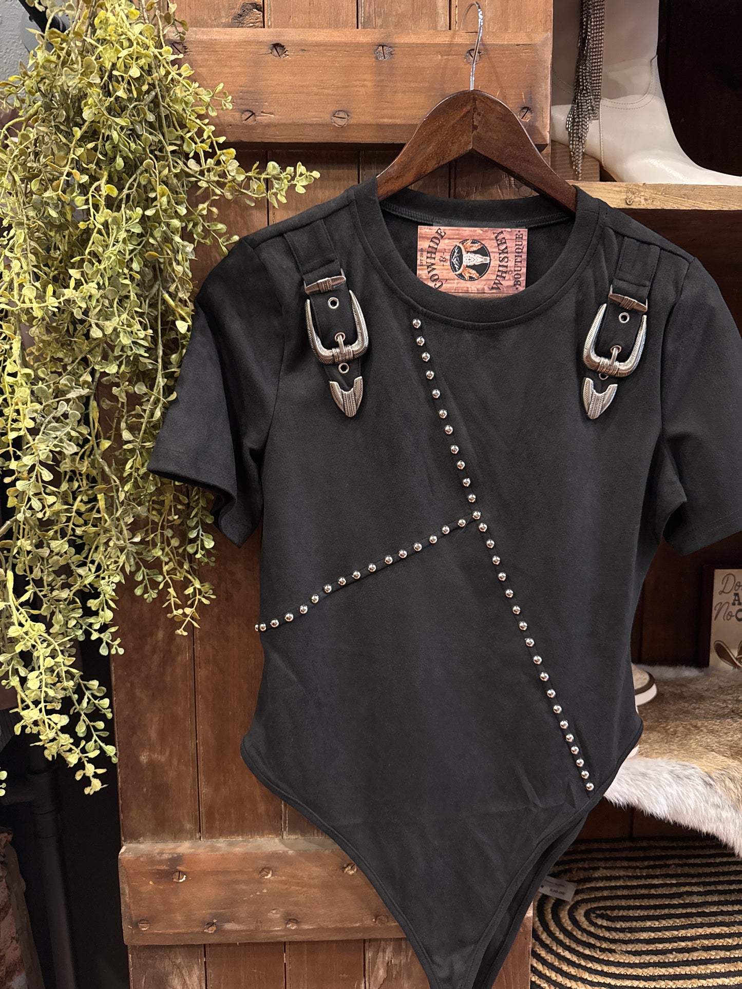 Black Stallion Outlaw – Studded Buckle Bodysuit