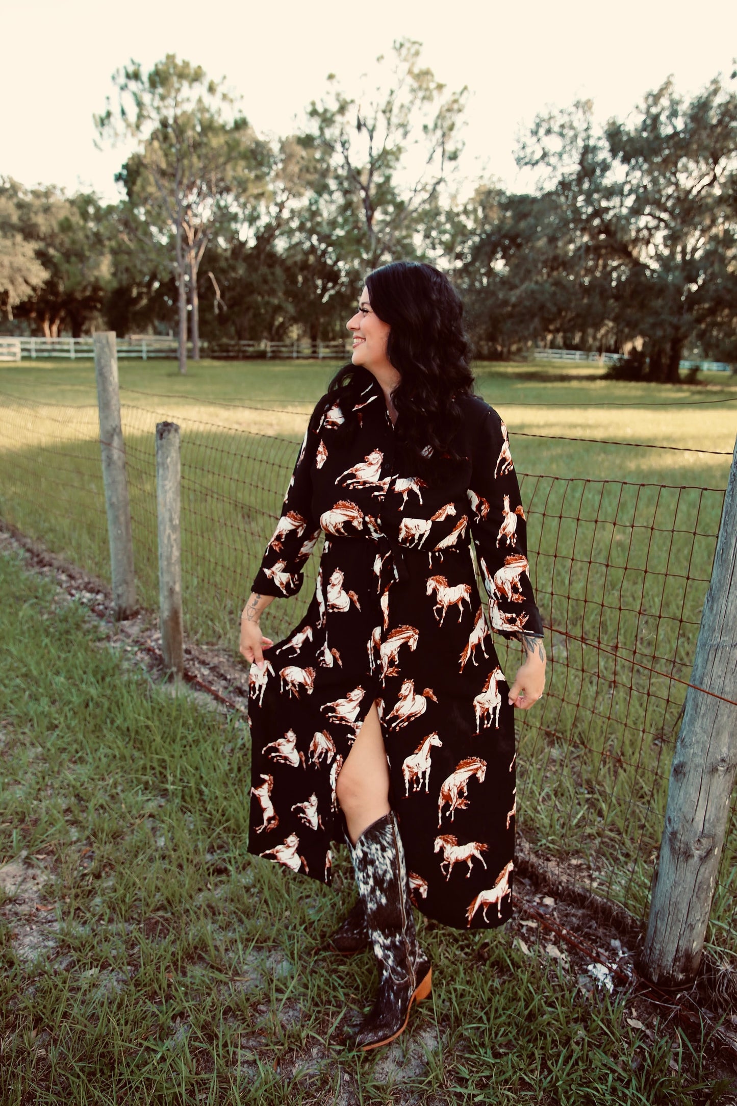 Wild Mustang – Black Button Down Dress