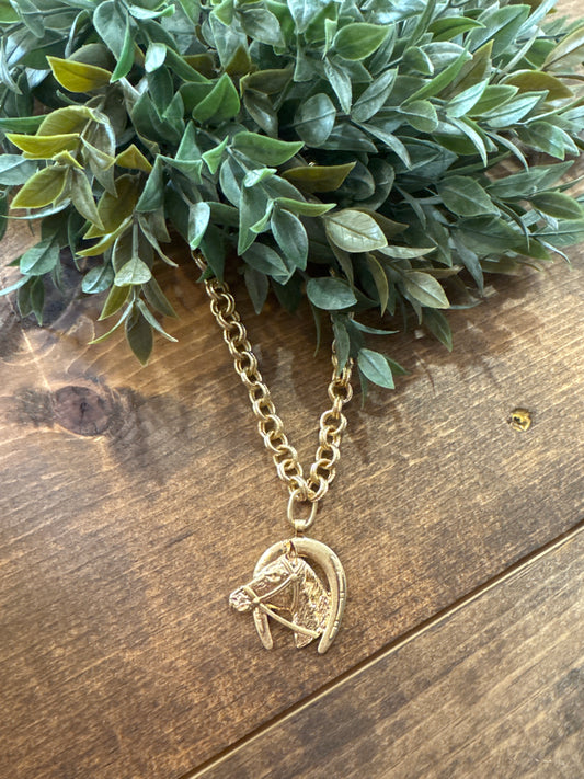 Golden Winner - Horse Necklace