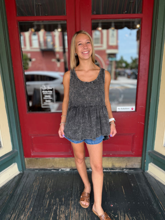 Dusty Daydream – Black Babydoll Tank
