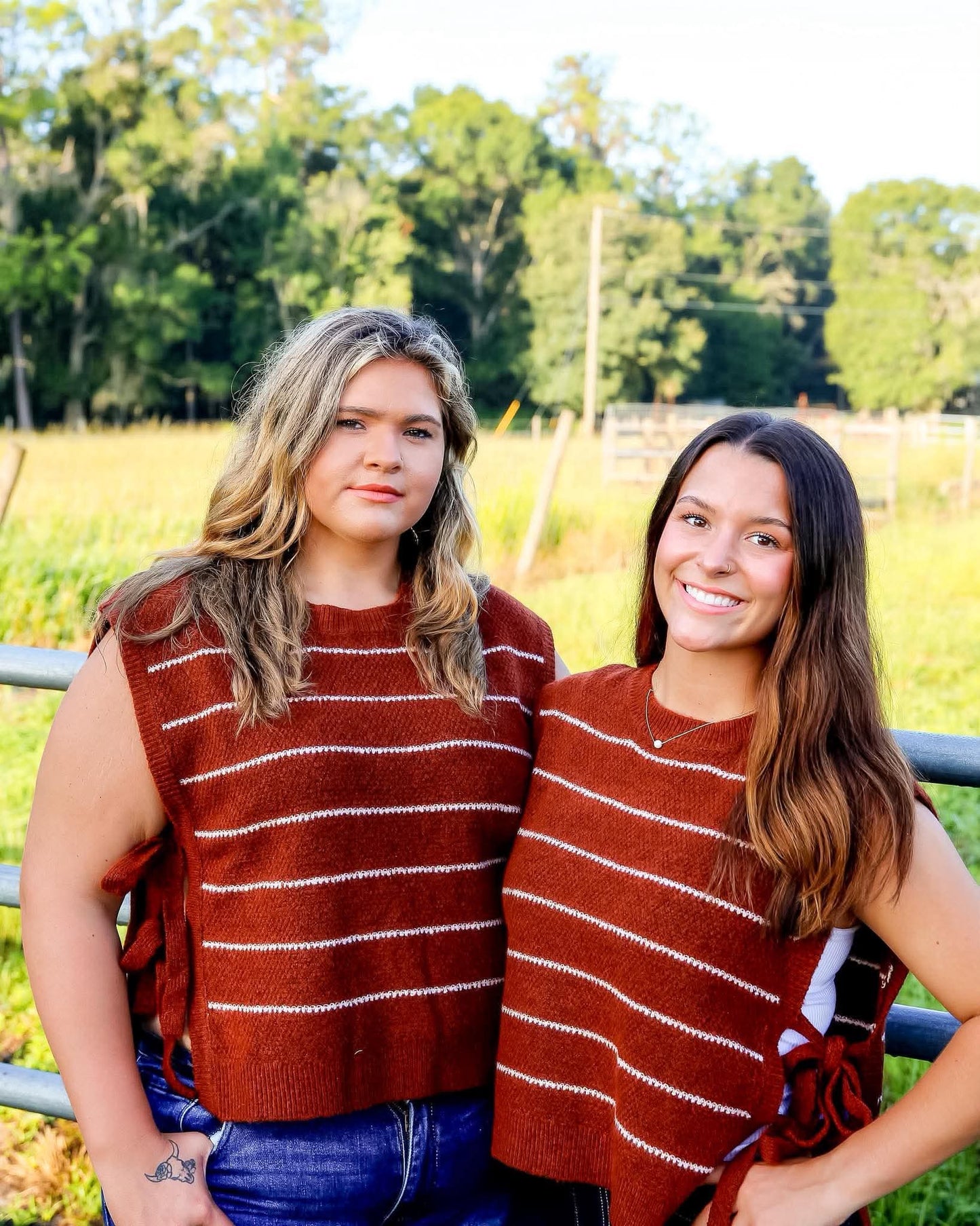 Fire Cider – Rust Striped Tie Sweater Vest