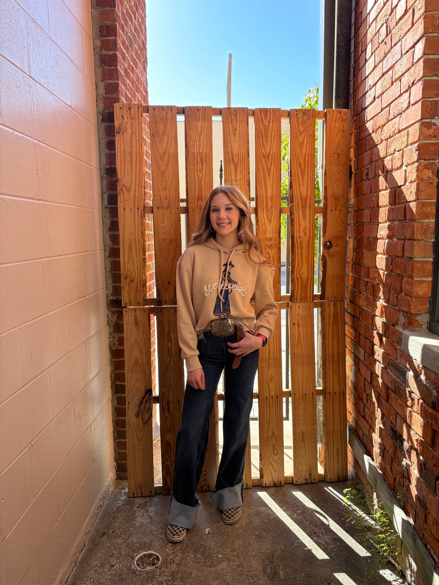 Backwards Howdy- Rope Embroidered Hoodie