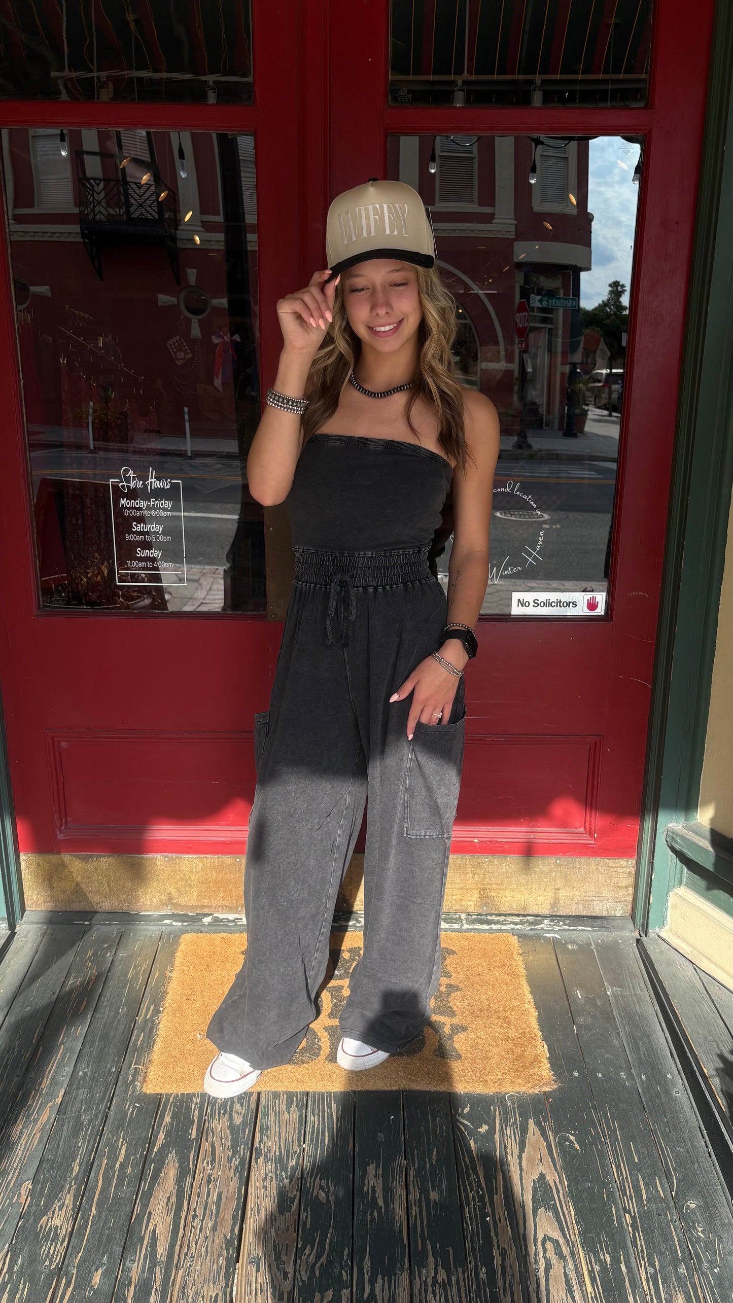Desert Tie – Black Acid Wash Jumpsuit