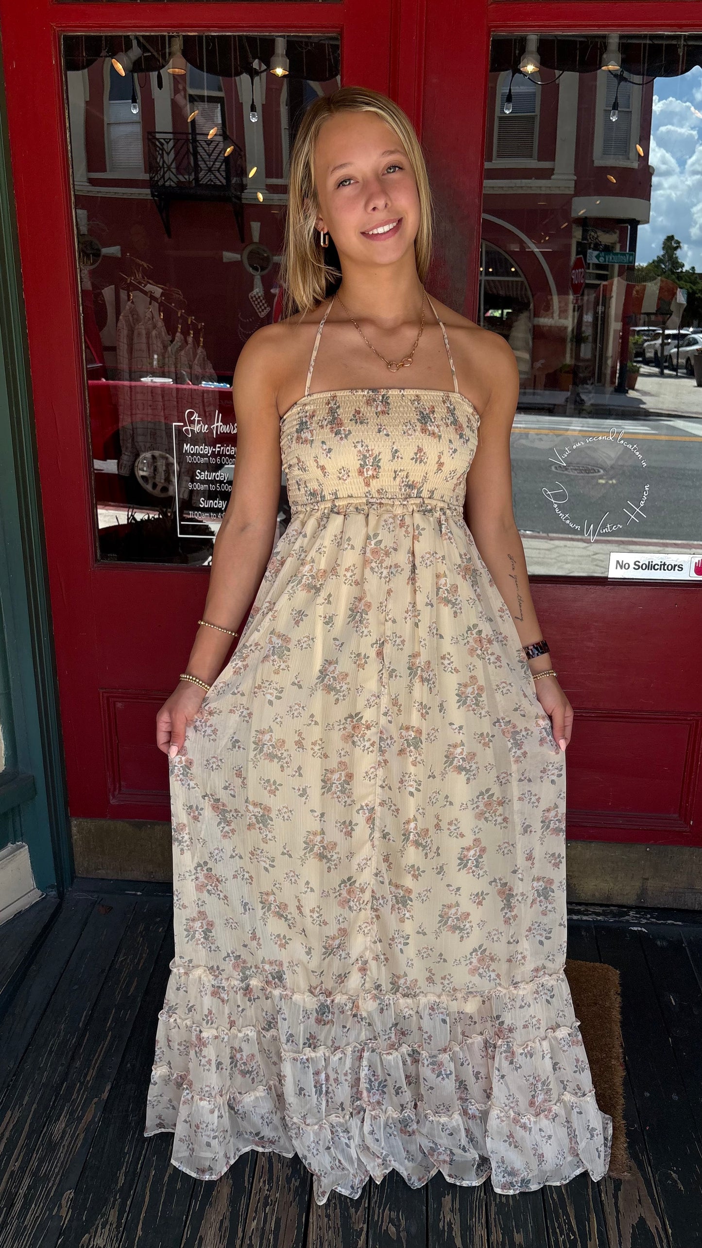 Sunlit Petals – Yellow Floral Dress