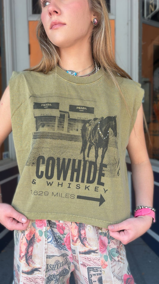 Downtown Cowgirl – Olive Muscle Tank