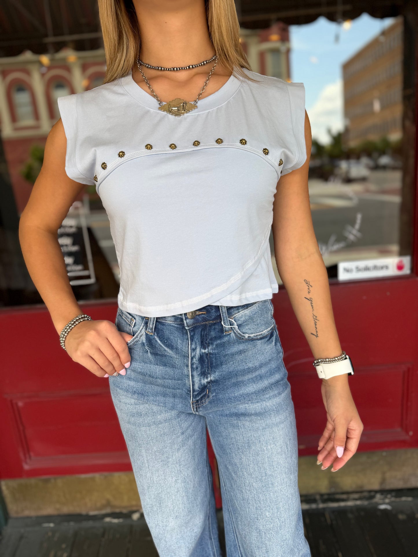 Bronco Brass – Powder Blue Muscle Tank