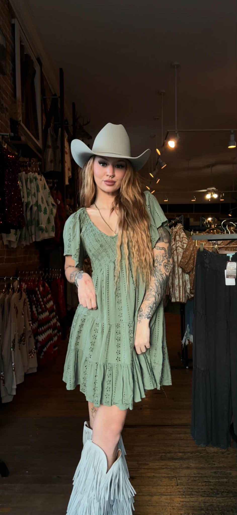 Sagebrush Sweetheart - Olive Mini Dress