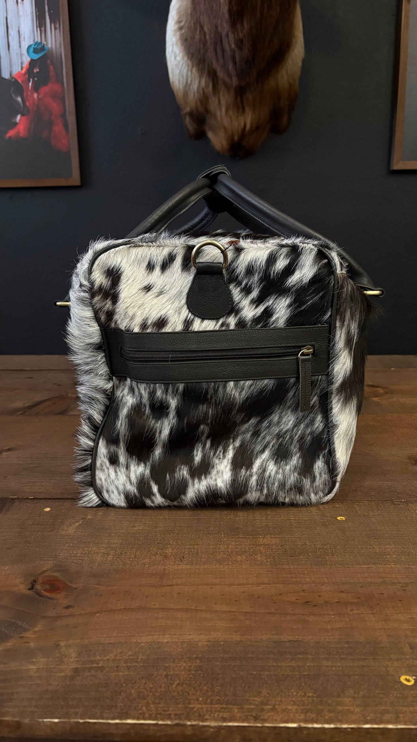 Classic B&W Cowhide Duffle Bag - XL