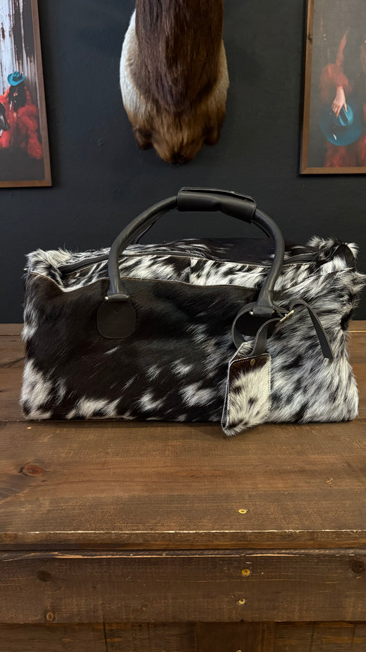 Classic B&W Cowhide Duffle Bag - XL