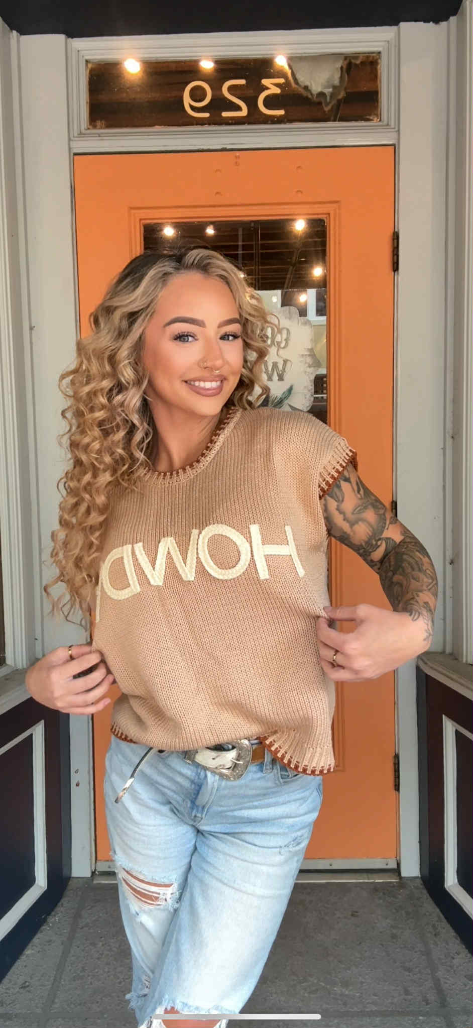 Urban Howdy Thread - Tan Knit Sweater