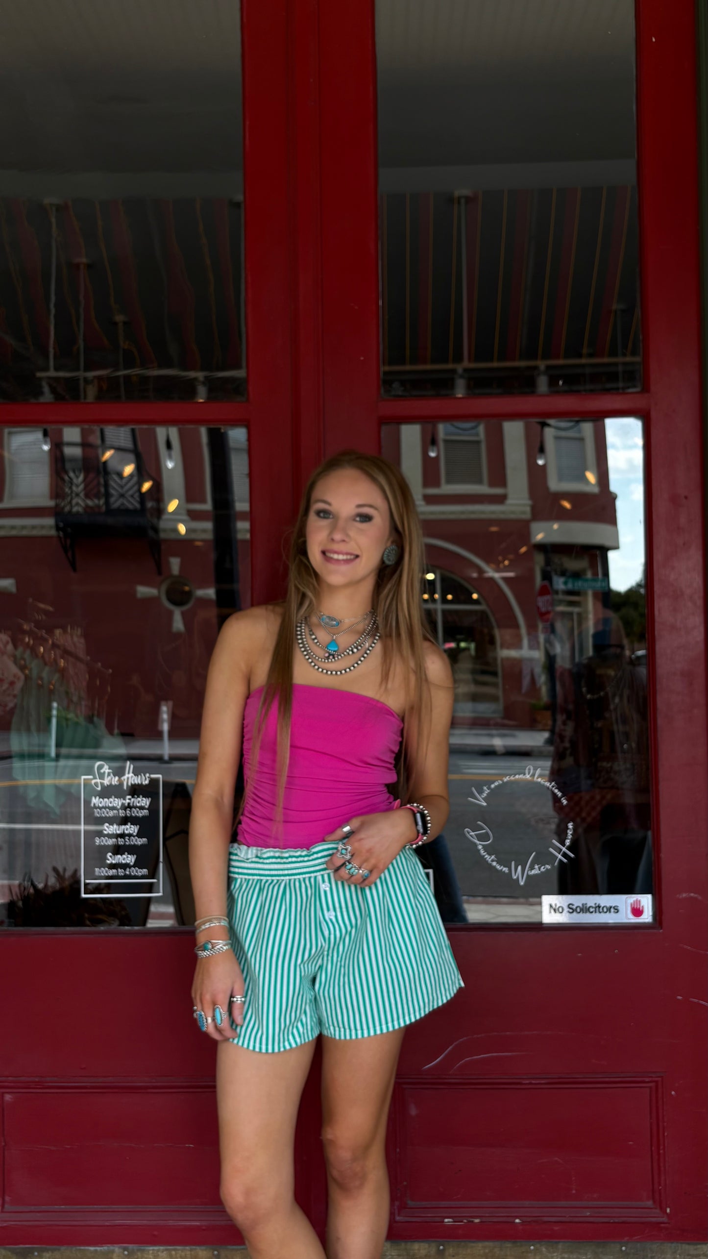 Sunday Stripes – Green Striped Shorts