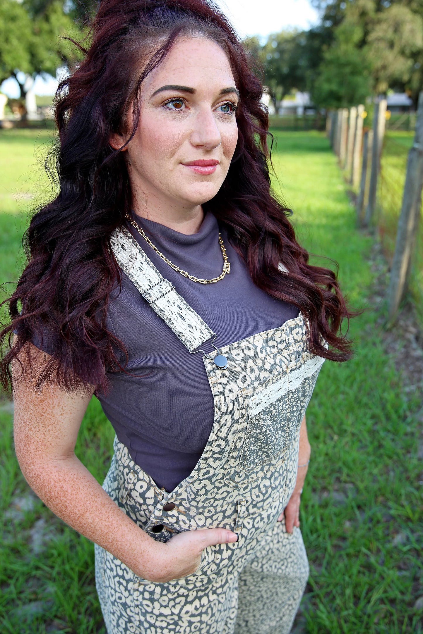 Feral Fields – Grey Leopard Overalls