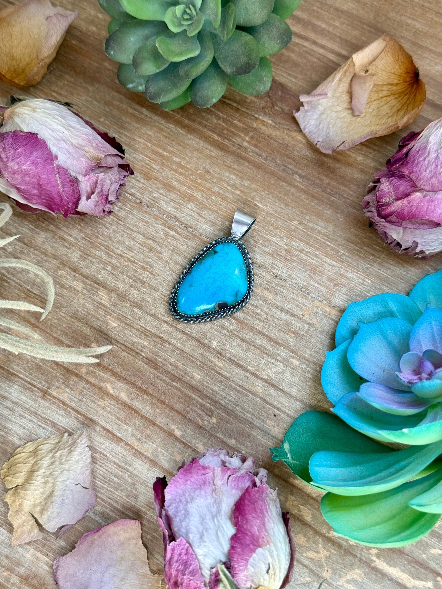 Turquoise Pendant – Sterling Silver (Fits 5mm Pearls)