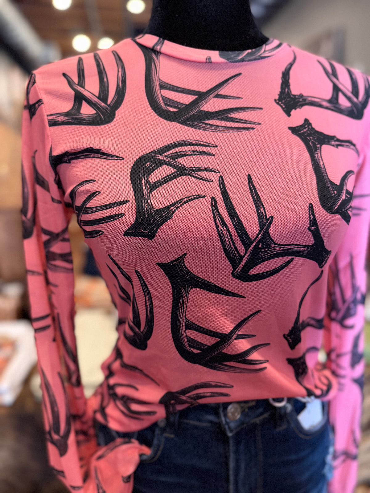 Antler Rose – Pink Mesh Top