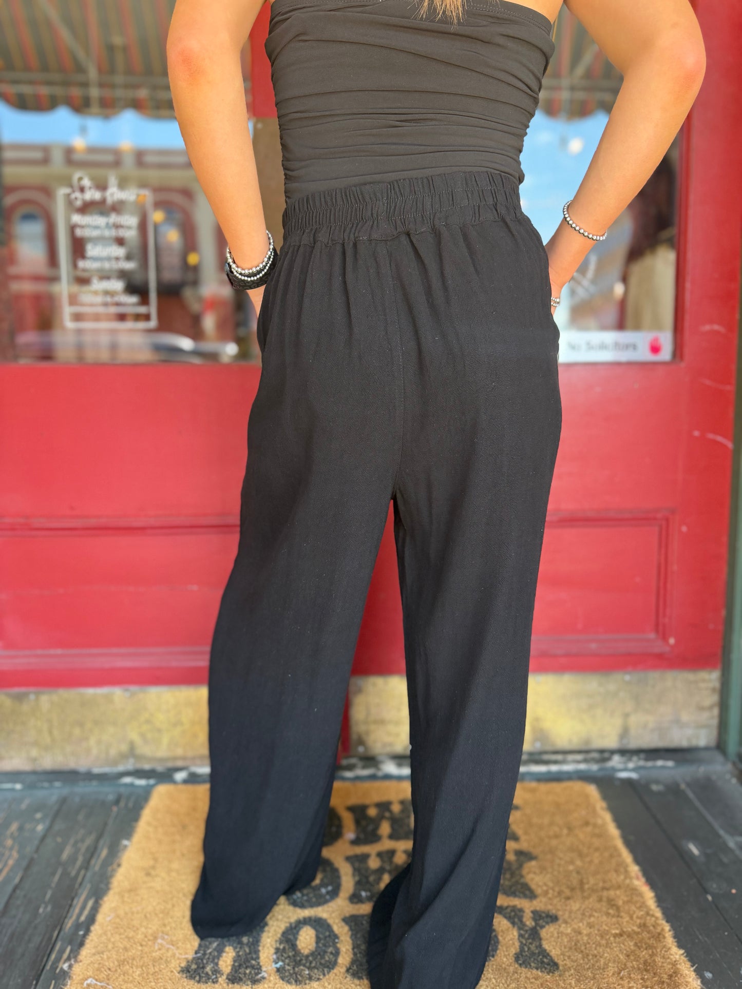 Ash & Ivy – Black Wide Leg Linen Pants