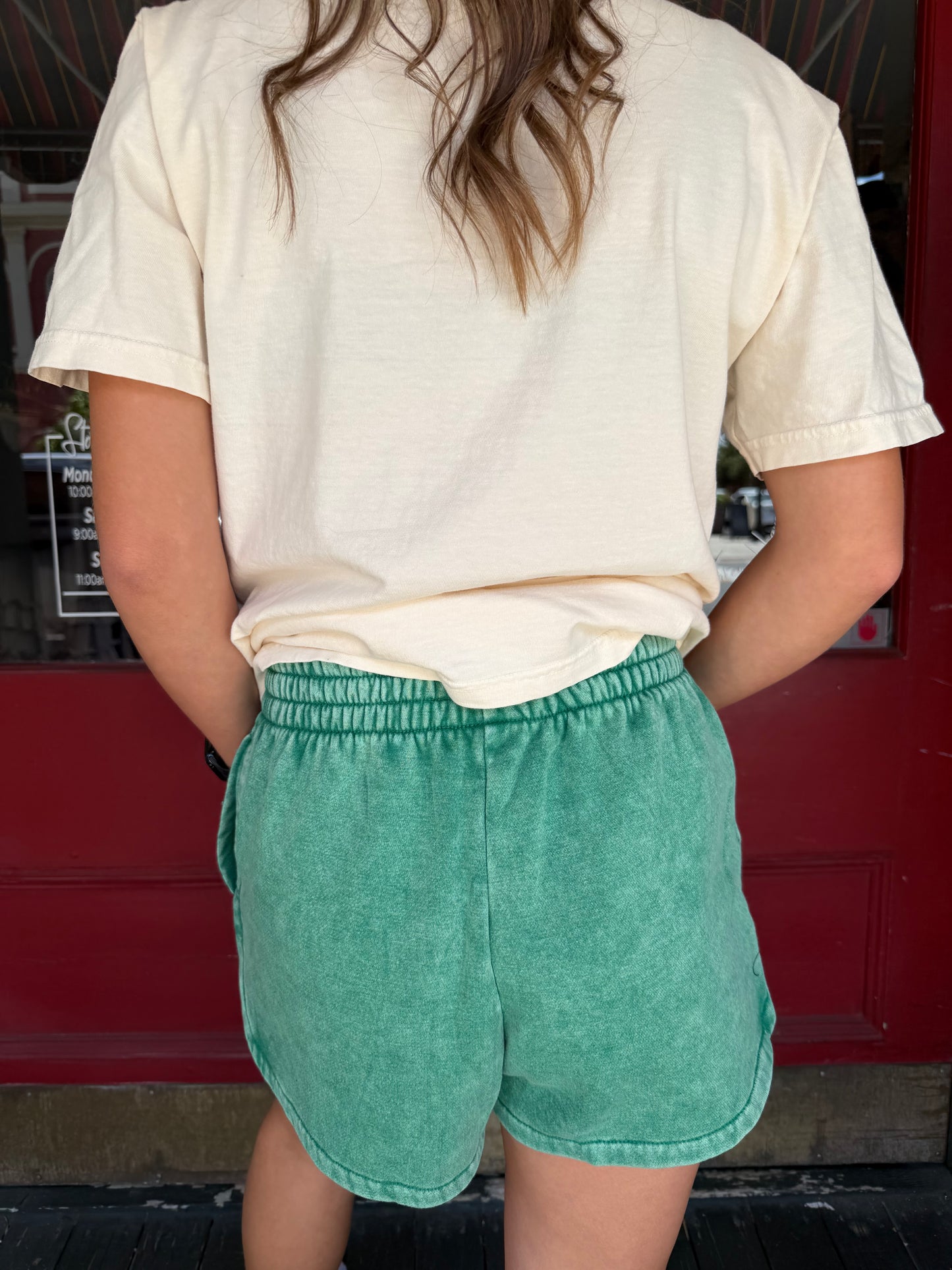 Sweet Escape – Forest Acid Washed Shorts