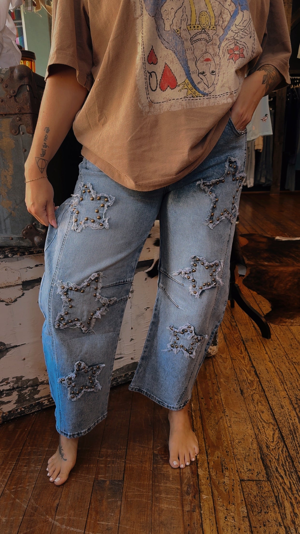 Lone Star Stud – Denim Star Barrel Jeans