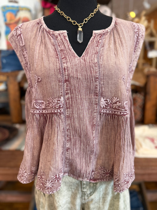 Wildberry Willow – Berry Embroidered Top