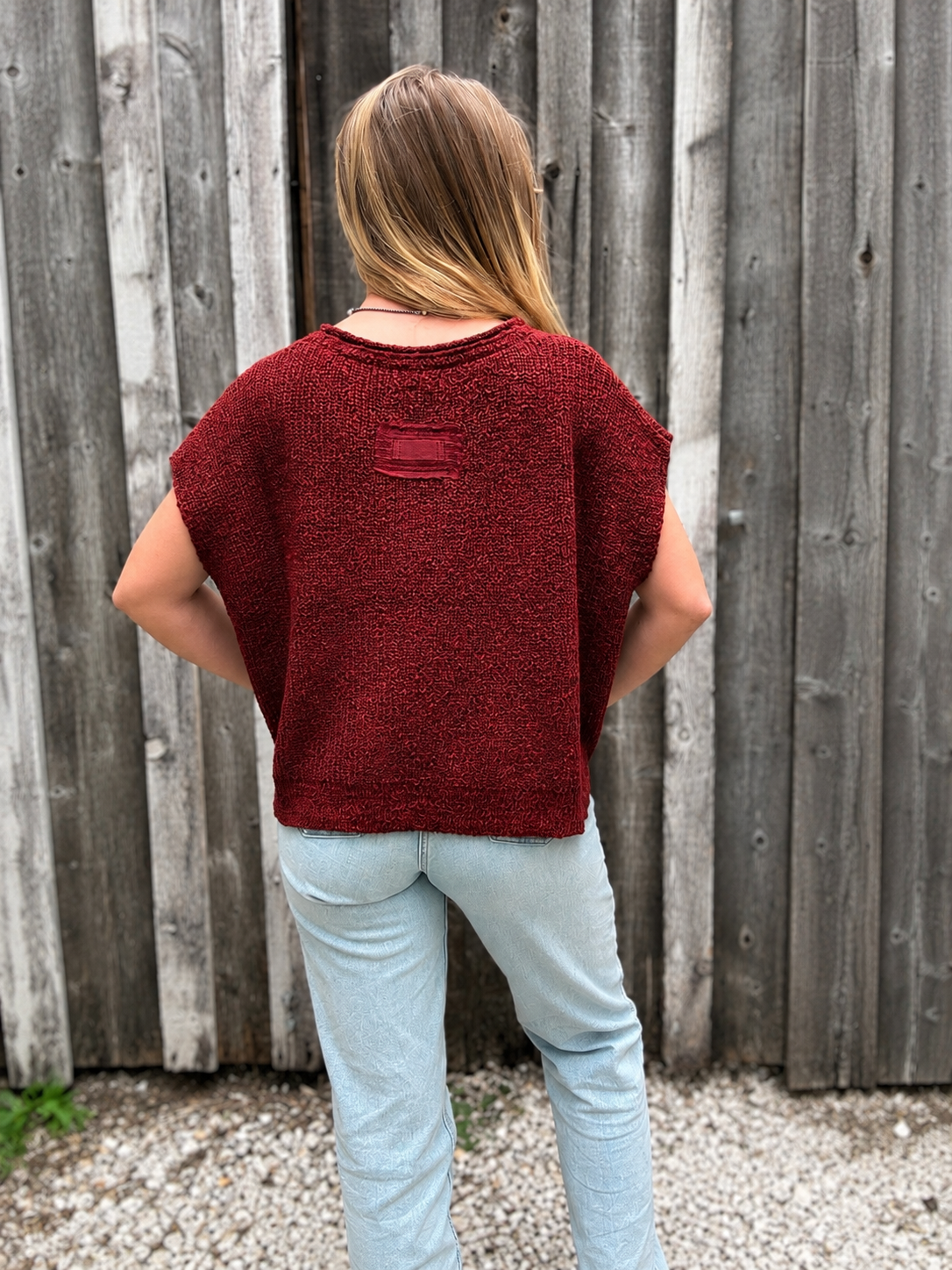 Woven Charm – Dark Brick Chunky Knit Sweater