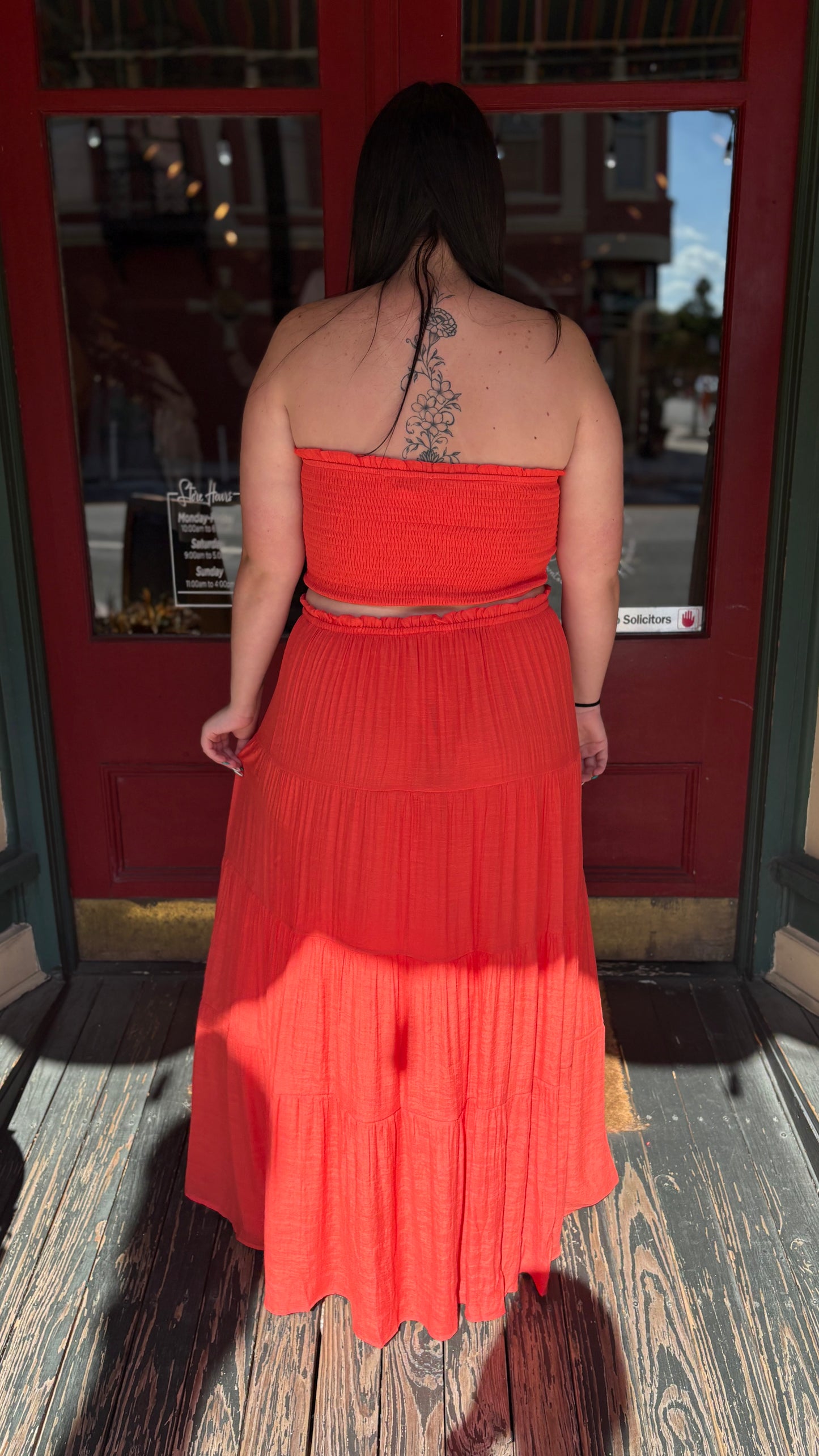Cherry Kiss – Red Maxi Skirt Set