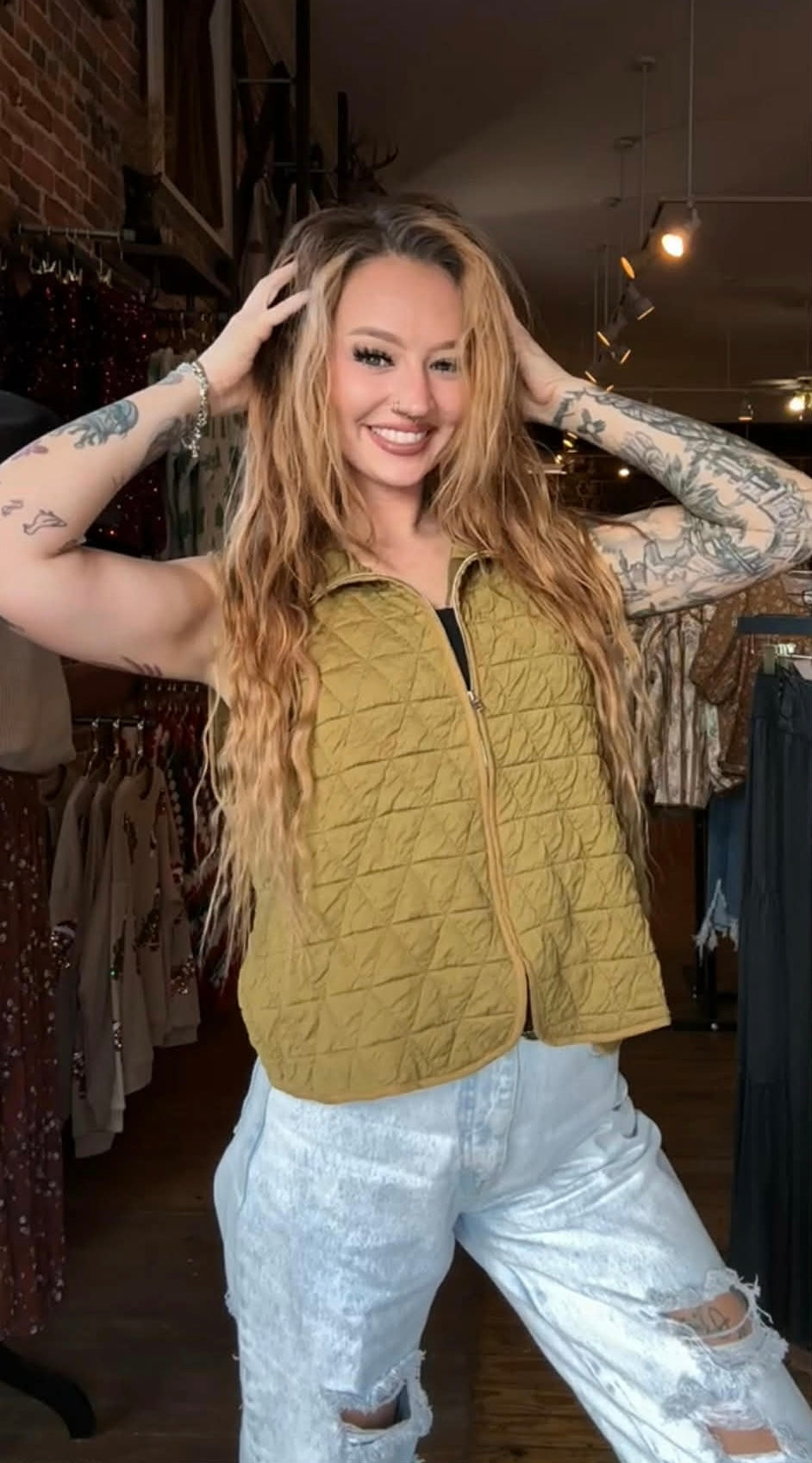 Prairie Moss - Olive Quilted Vest