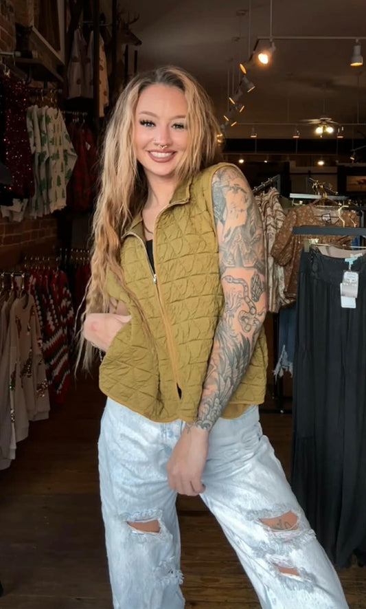 Prairie Moss - Olive Quilted Vest