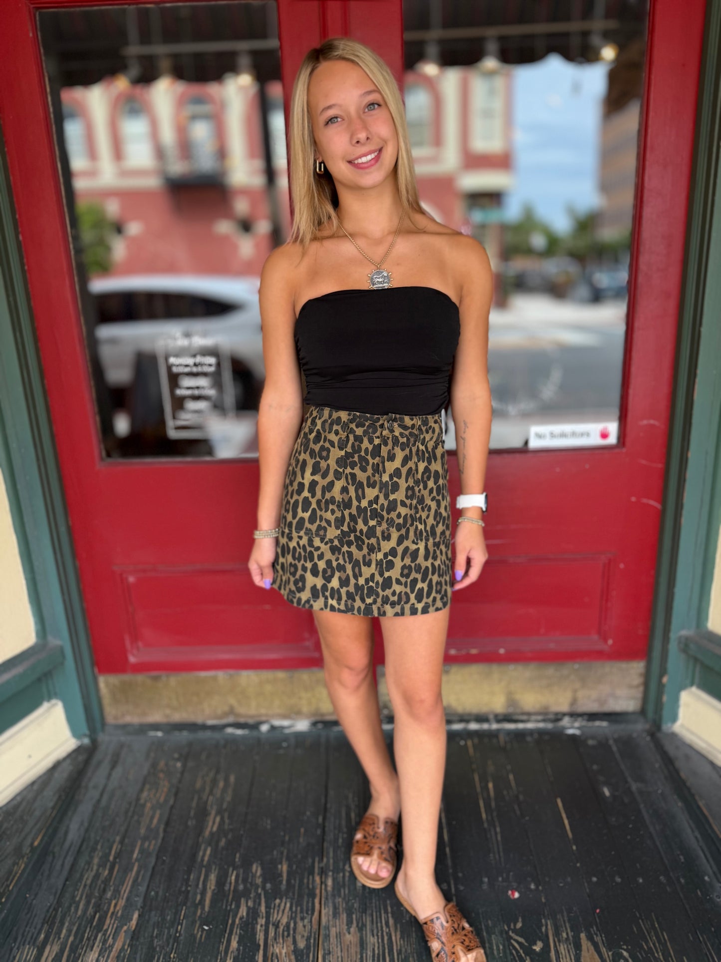 Queen of the Wild – Camel Leopard Cargo Mini Skirt