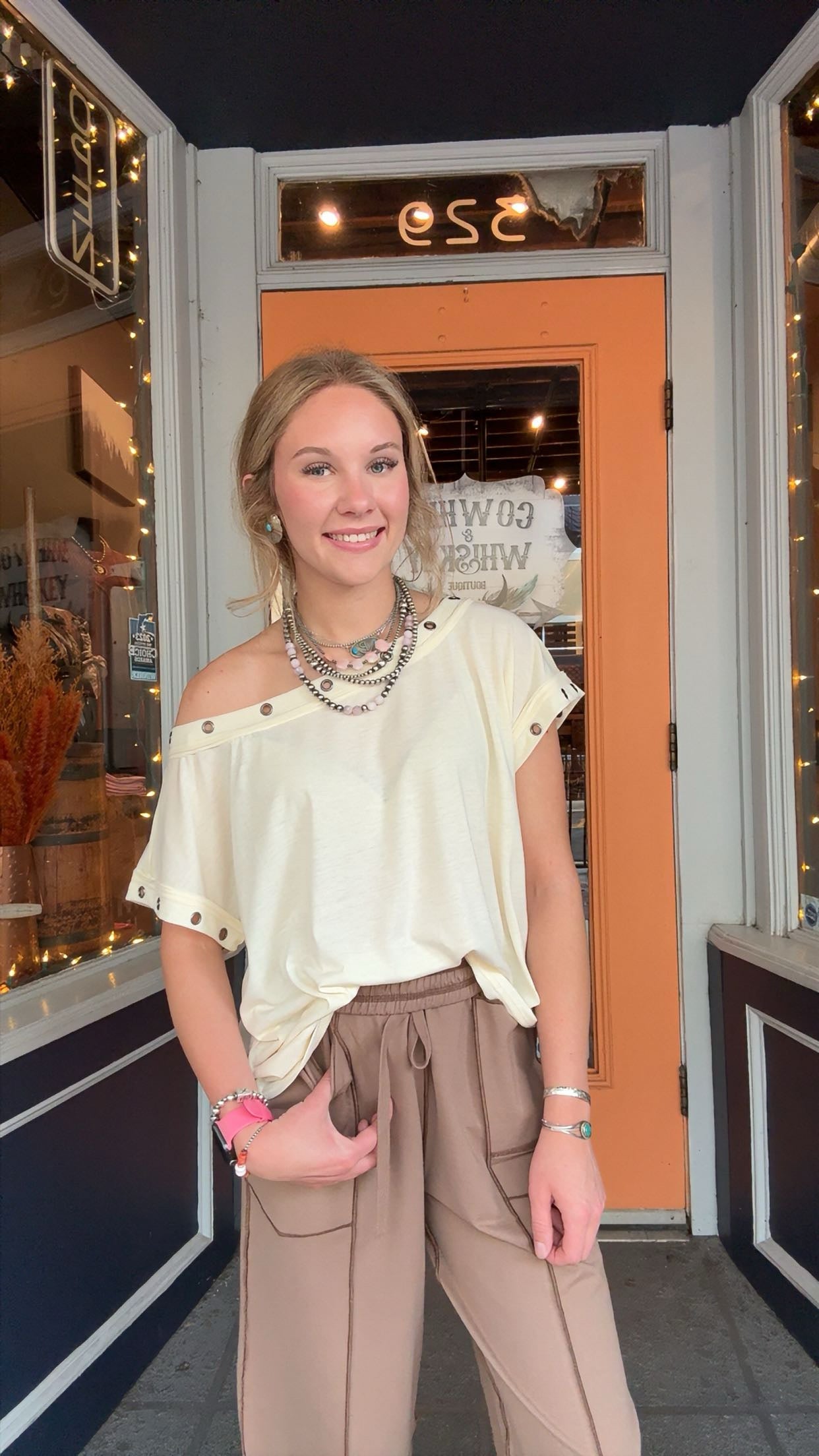 Rustic Rivets – Cream Top