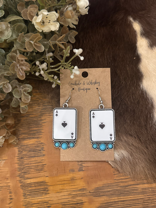 Teal Aces - Earrings