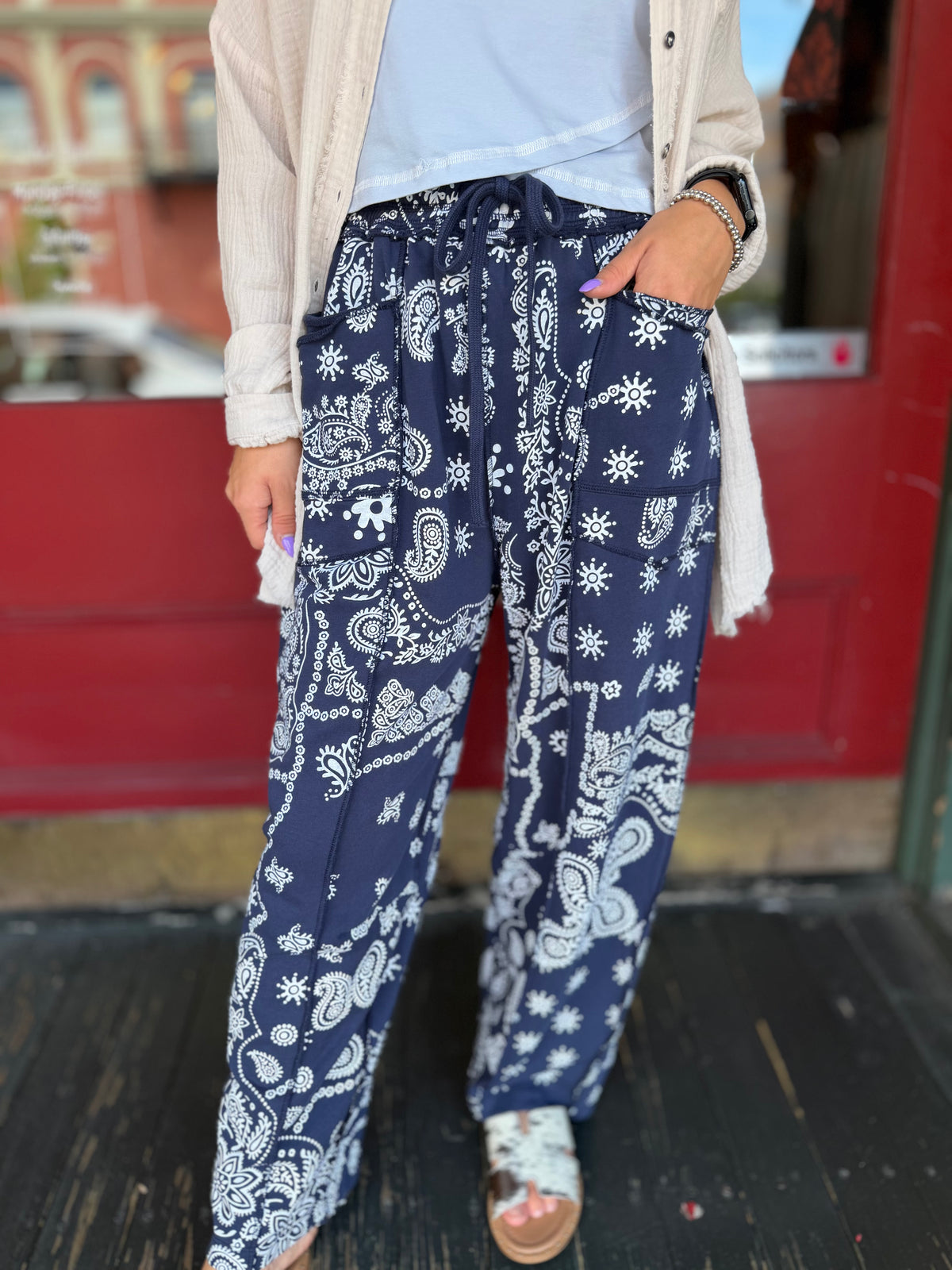 Nightfall Paisley – Navy Barrel Pants