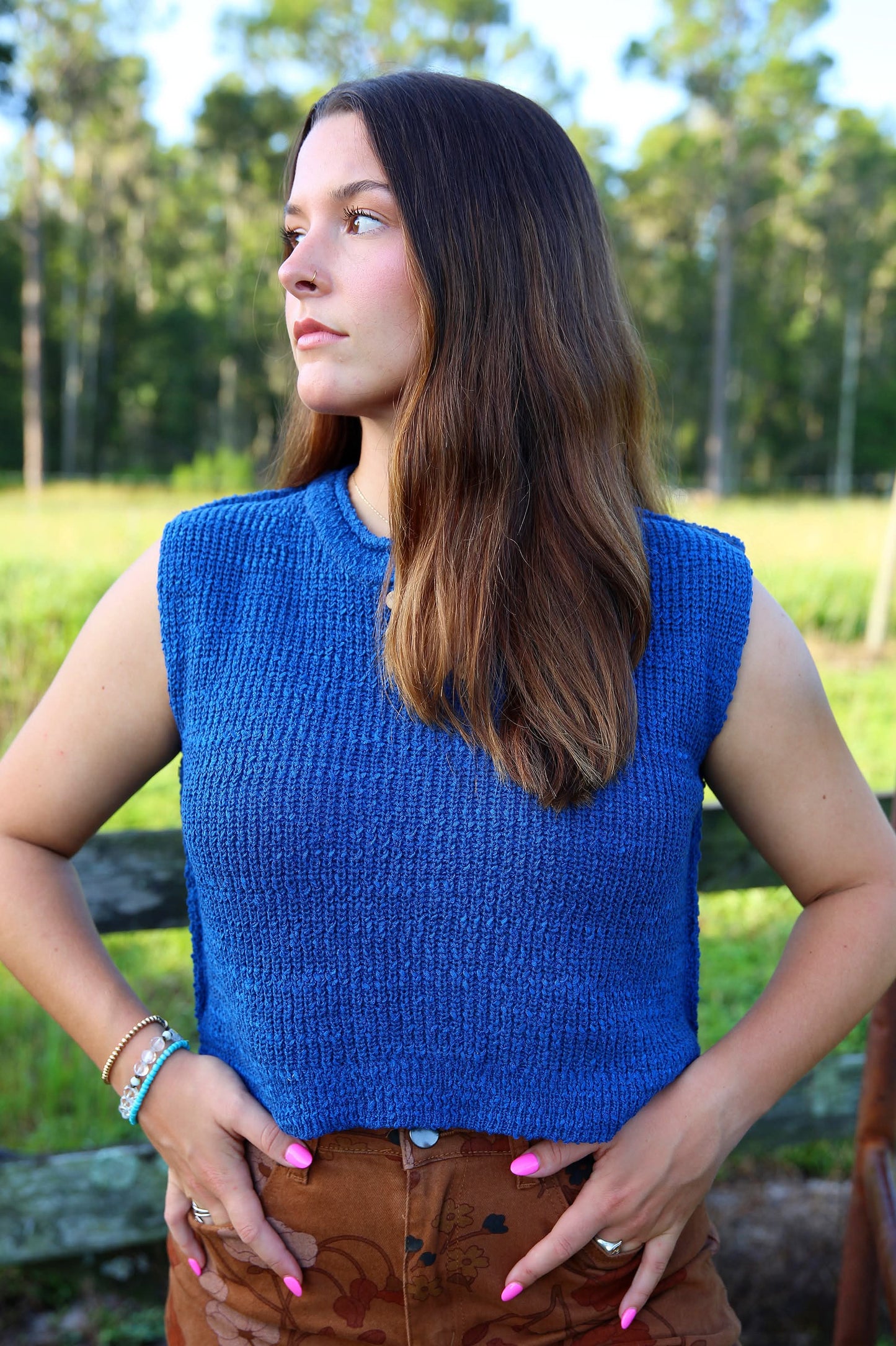 Worn & Woven – Cobalt Split Neck Sweater Vest