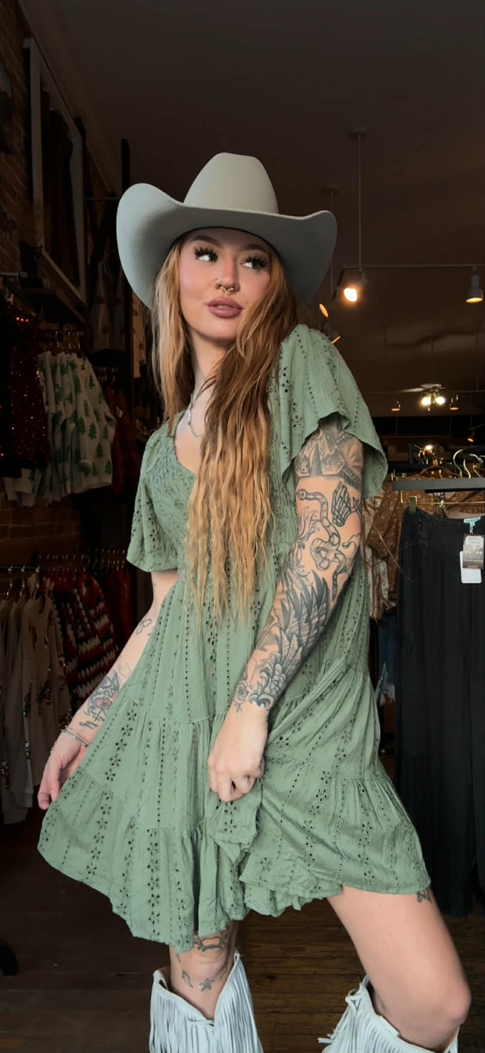 Sagebrush Sweetheart - Olive Mini Dress