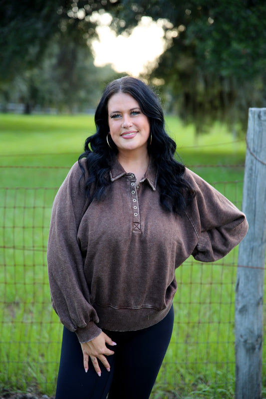 First Chill – Brown Quarter Snap Pullover