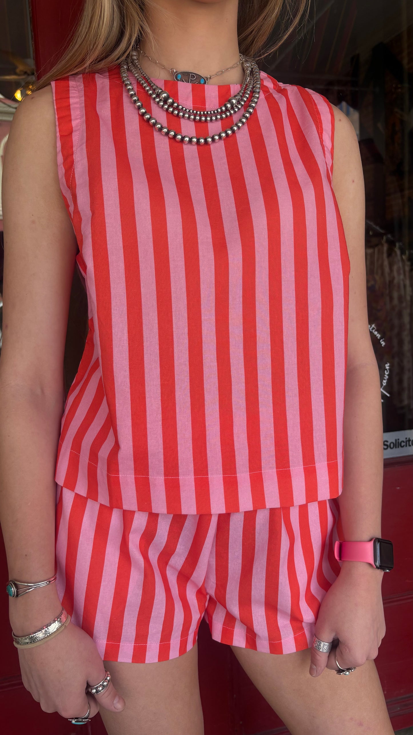 Sunset Sorbet – Stripe Red and Pink Tank