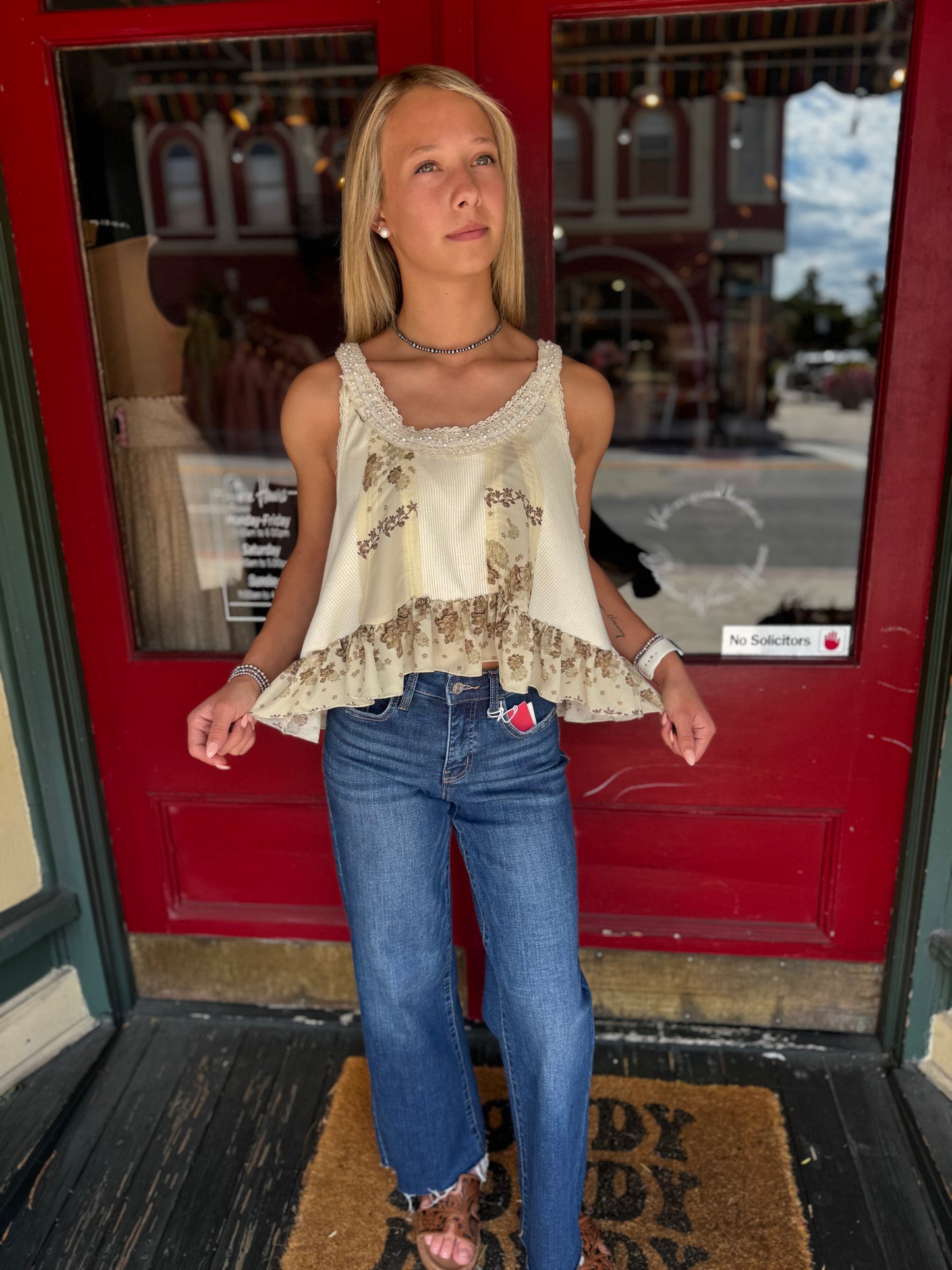 Honey Pearl - Natural Flared Tank Top