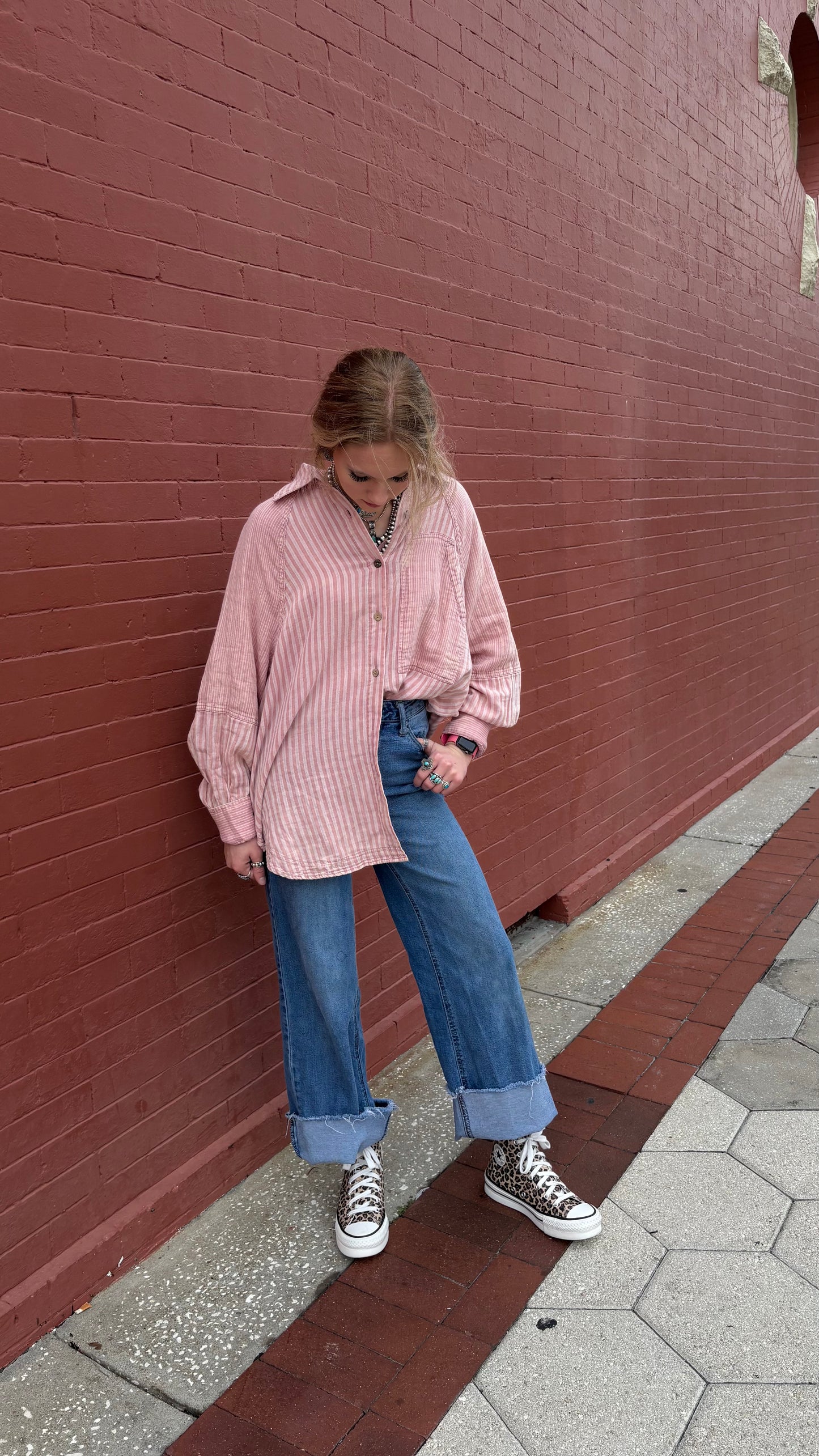 Dusted Rose – Mauve Stripe Button-Down