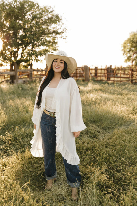 Ivory Ruffle Cape - Ruffle Kimono