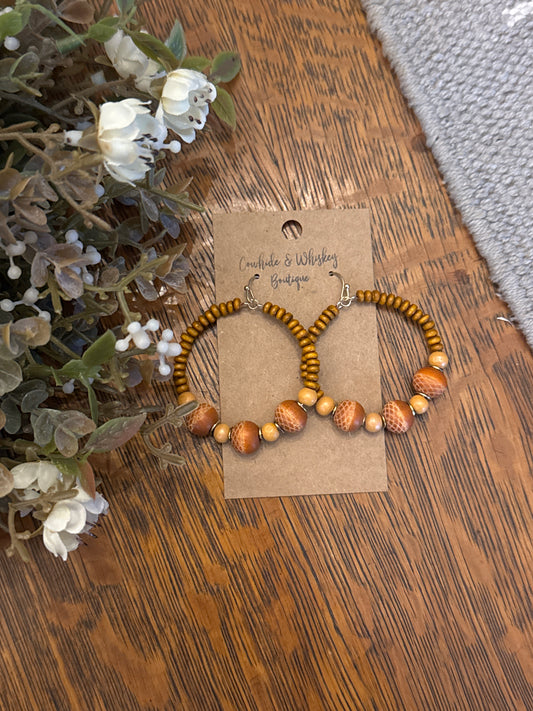Amber Wood Weave - Earrings