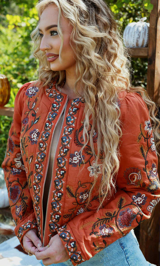 Threaded Sol - Rust Quilted Jacket