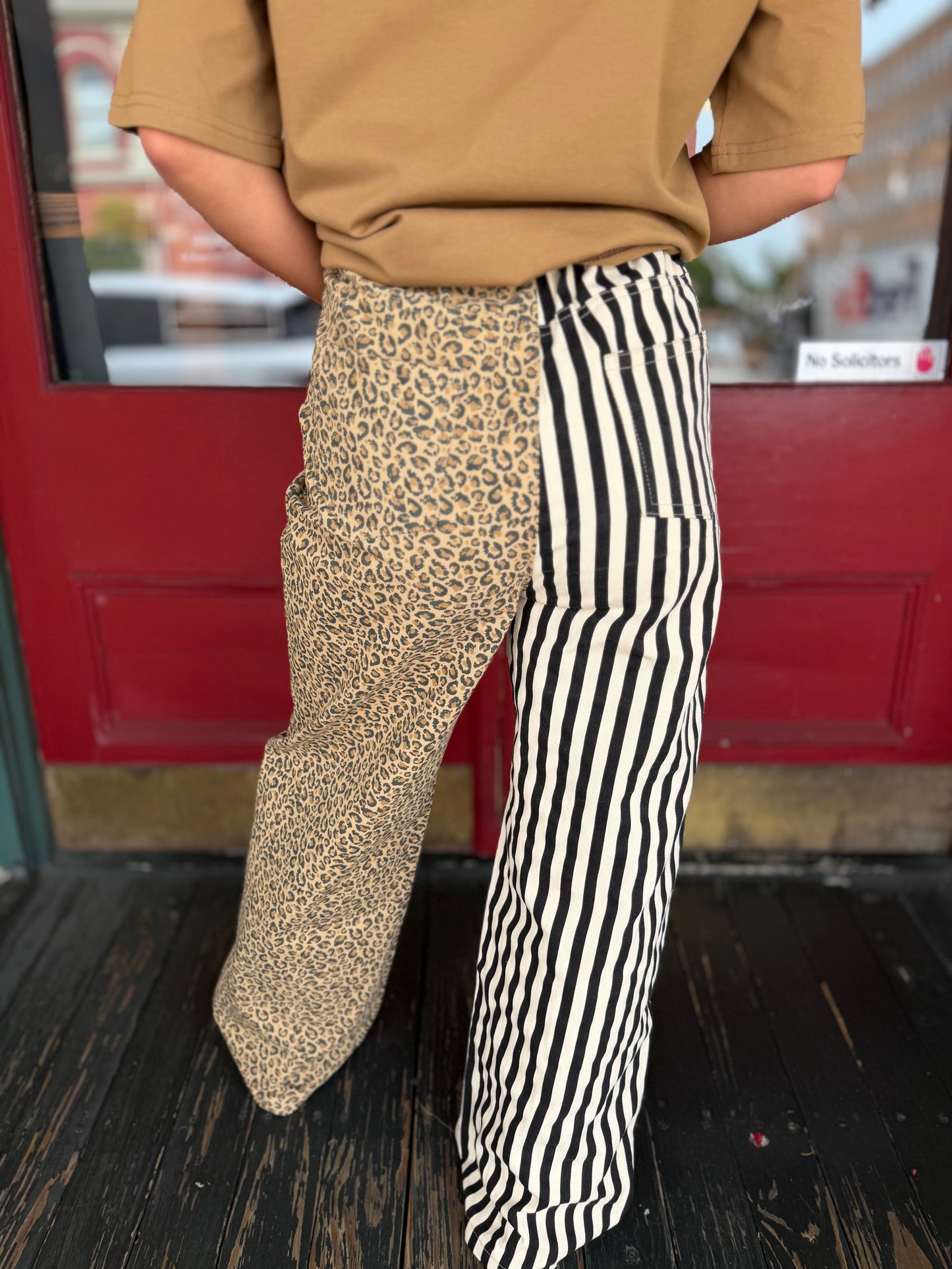 Double Trouble – Leopard-Stripe Split Leg Denim