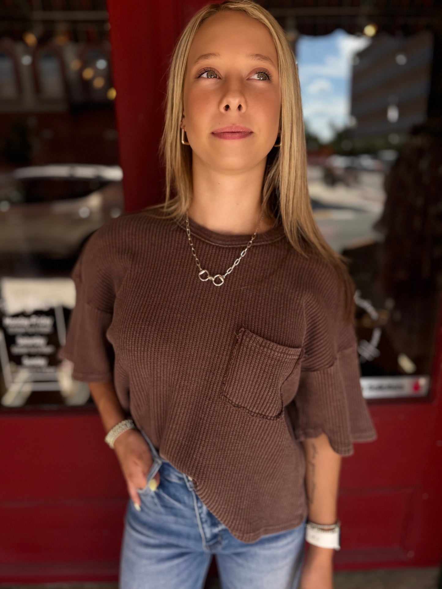 The Daily Knit – Brown Pocket Tee
