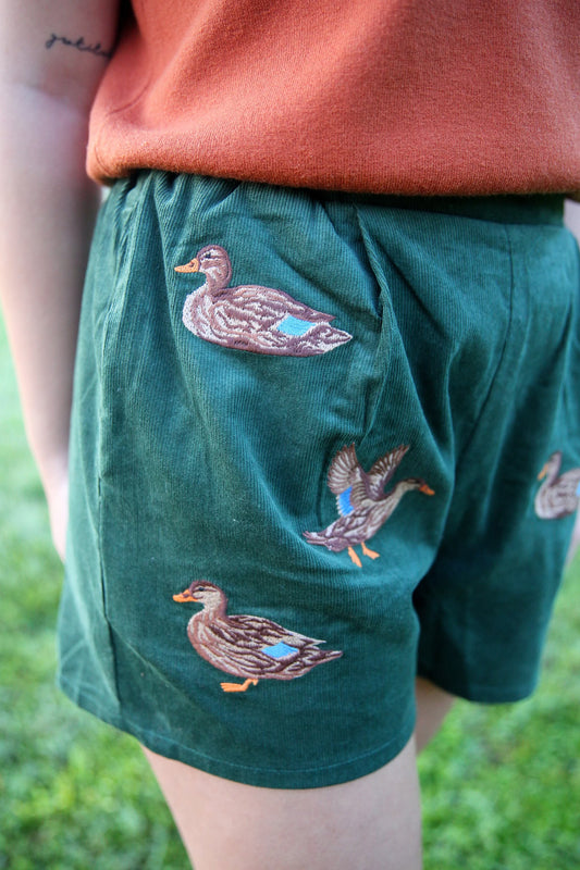 Mallard at Dusk – Hunter Green Corduroy Shorts