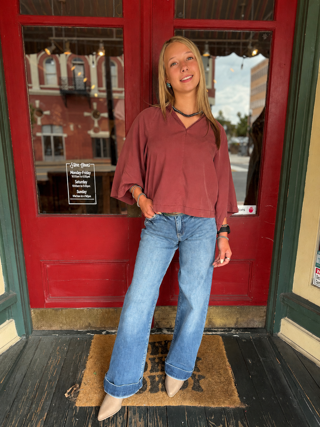 Weathered Rose – Maroon Bell Sleeve Top