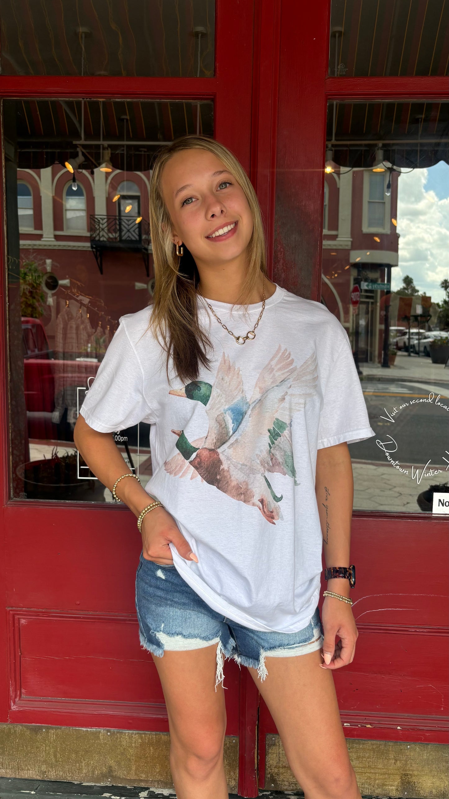 Duck Camp Classic – White Graphic Tee