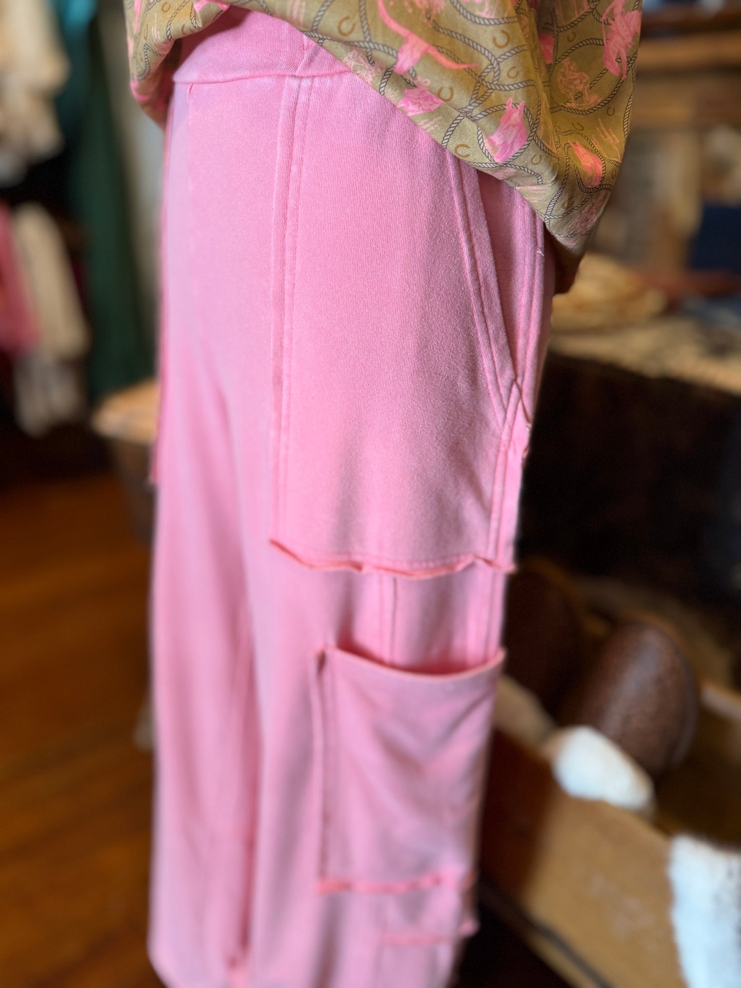 Cozy Cowgirl Nights – Pink Cargo Pants