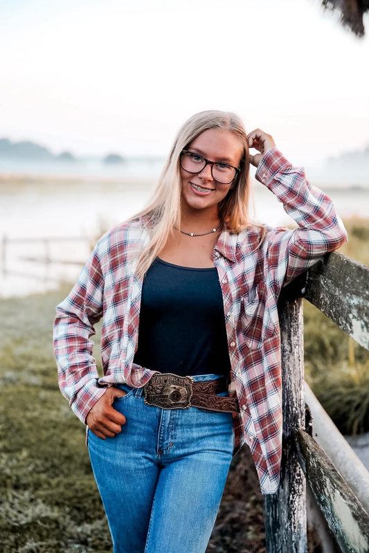 Rosewood Cotton - Plaid Flannel Top
