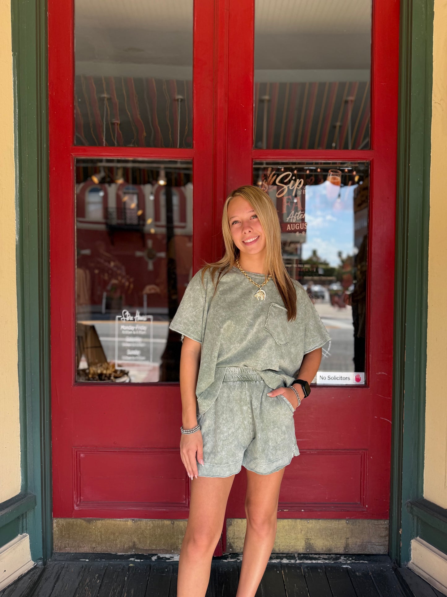 Comfy Season – Olive Acid Wash Set