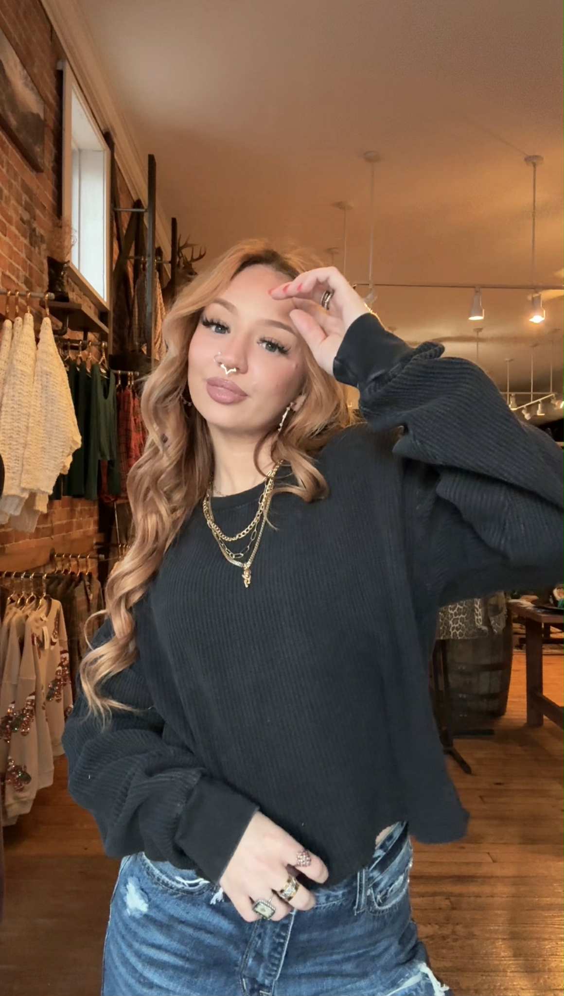 Ashwood Ridge – Black Waffle Crop Top