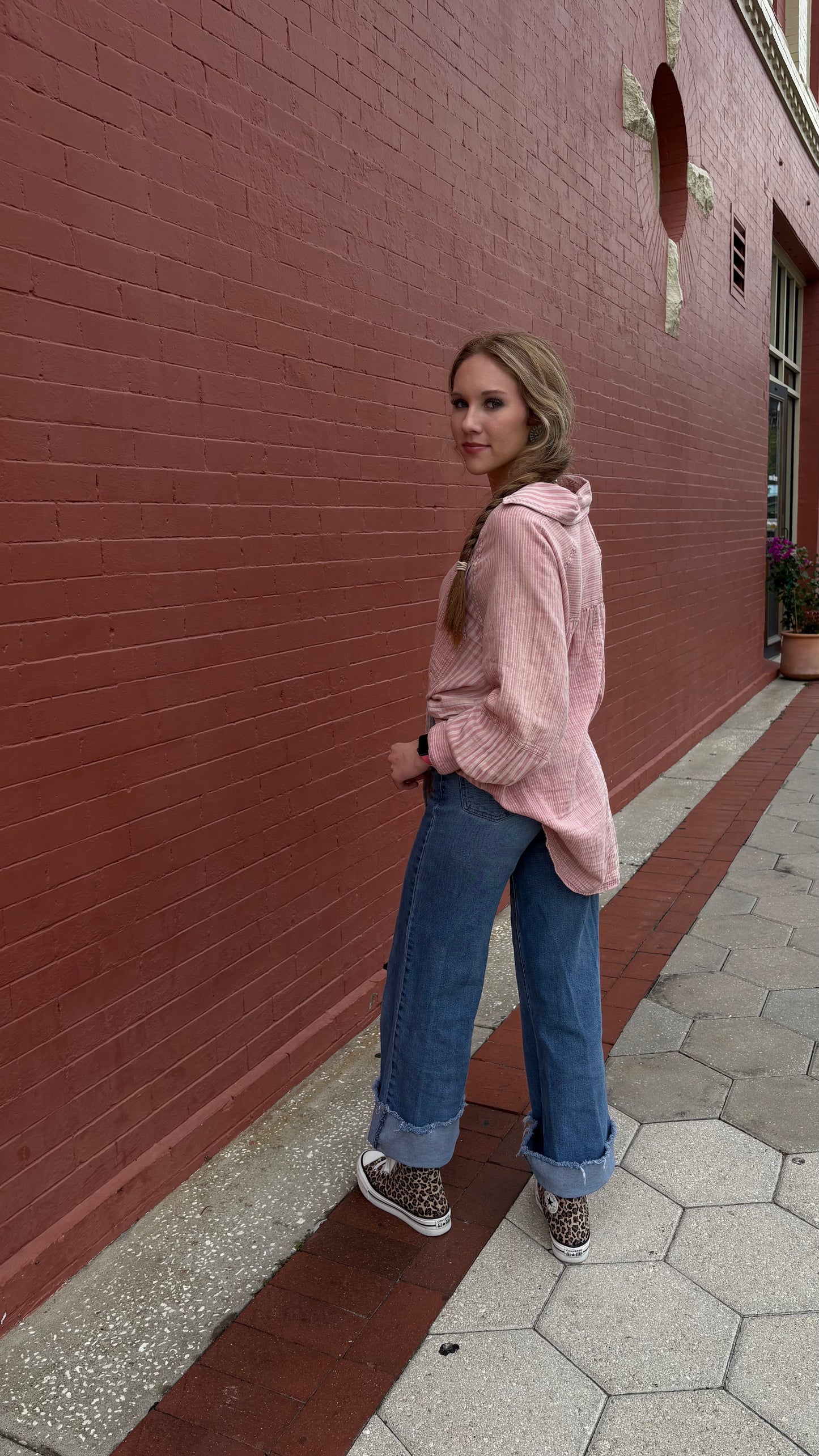 Dusted Rose – Mauve Stripe Button-Down
